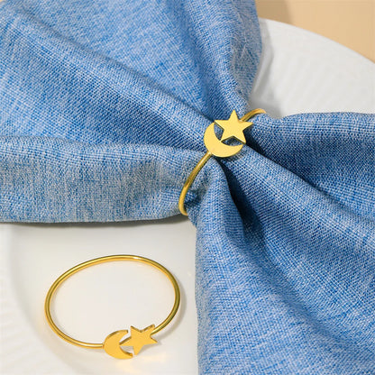 Napkin Rings Gold Moon Star for Eid Decoration